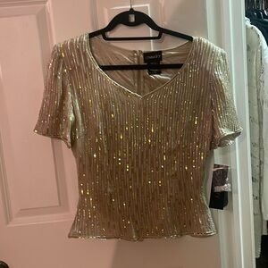 Chaudry KC Champagne Sequined Sparkly Top